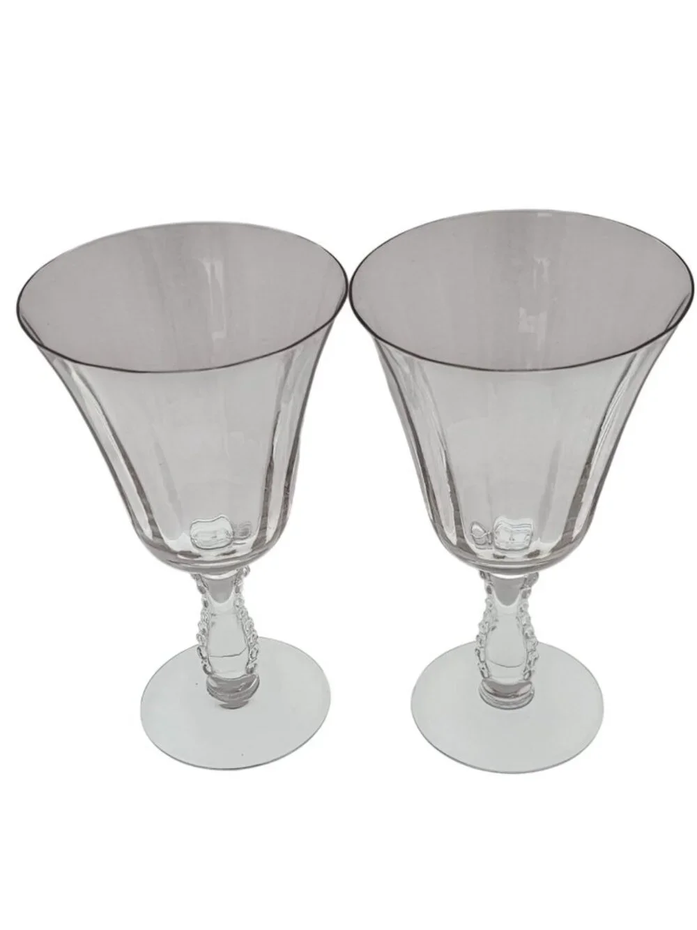 2 Vintage Fostoria Silver Low Water Goblets Crystal Set Elegant Depression Glass
